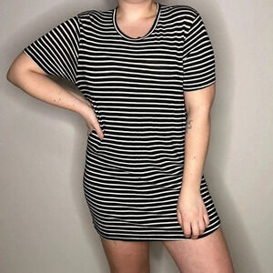 Brandy Melville Black and White Striped T Shirt Dress